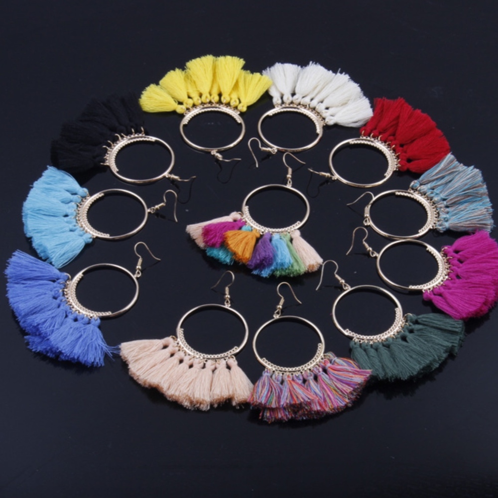 Bohemian Tassel Fringe Hook Earring - Picture 3 of 4